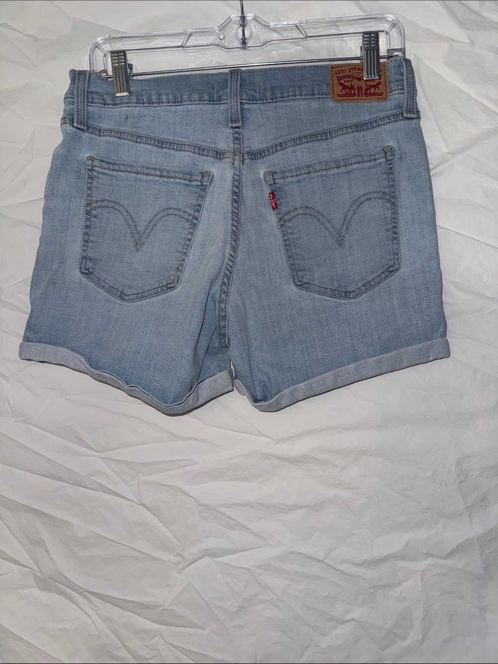 Levi's Light Blue Denim Roll-Cuff Shorts - Picture 3 of 5